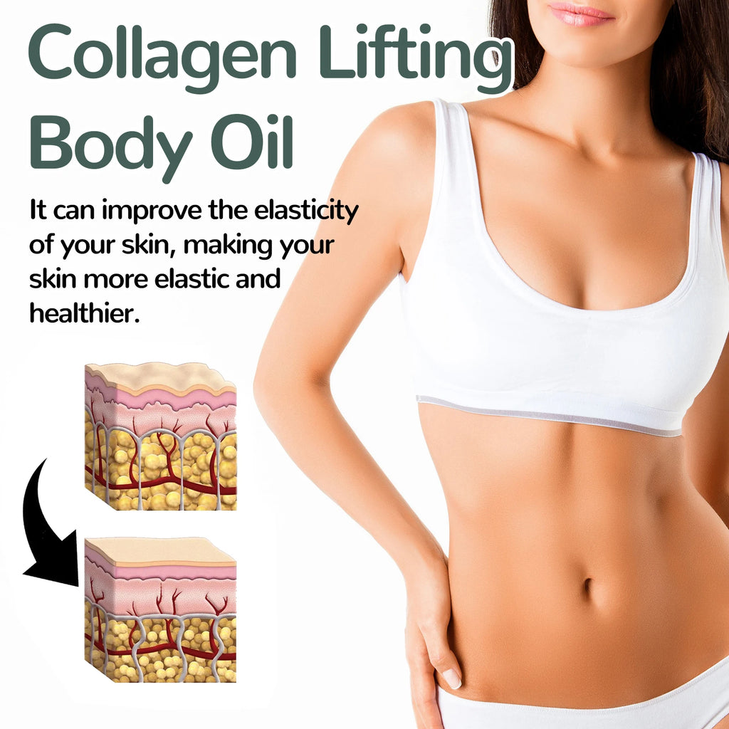Collagen Lifting Body Oil Hydrating Tightening Whole Body Massage Essential Oil Lifting Firming Body Oil for Dry Skin Moisturize Qme