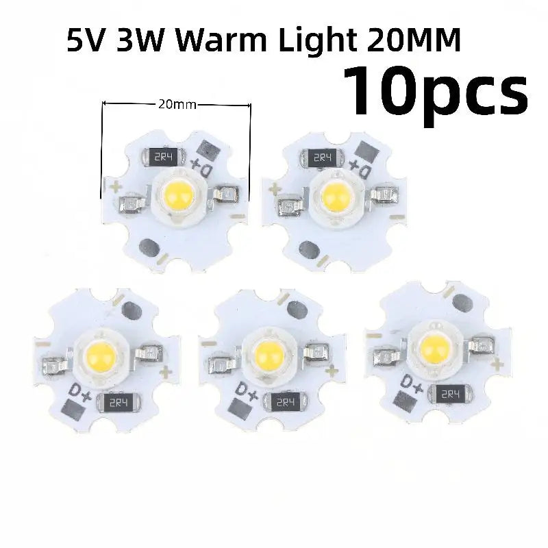 5/10Pcs 16mm 20mm LED Lamp Boards 1W 3W Single Color 5V 12V Warm Neutral White Spotlights Downlights Sunset Lights Qme Warm 5V 3W 10pcs