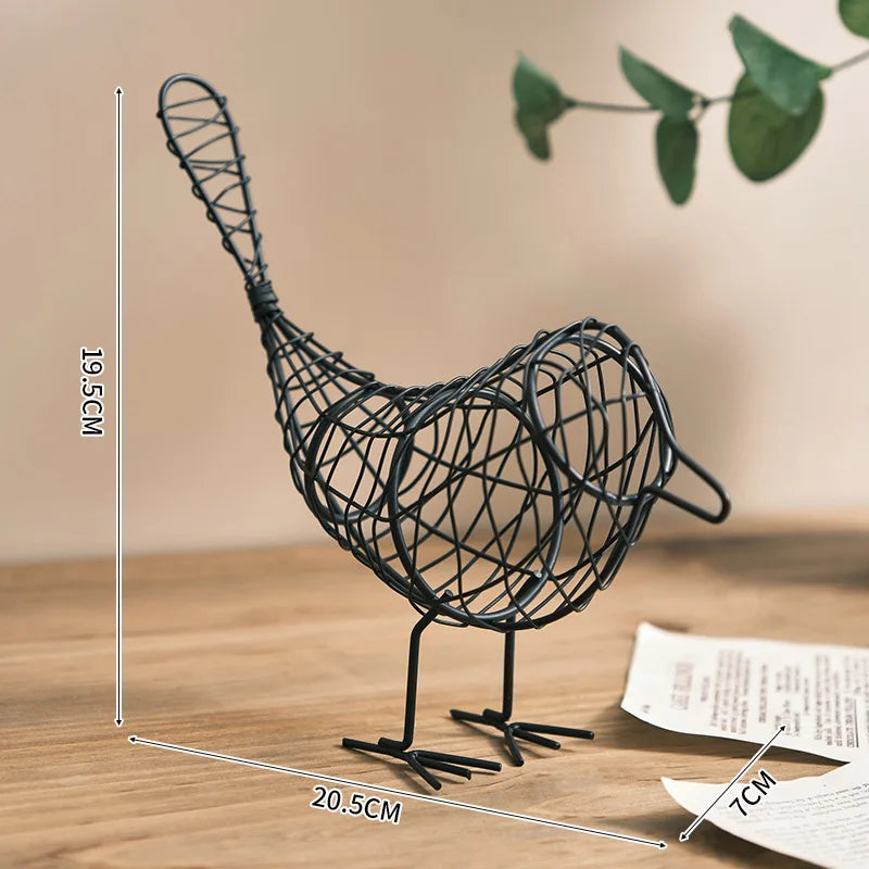 Minimalist Iron Hollowed Out Bird Creative Foyer Living Room Decoration Home Wine Cabinet Decor Metal Bird Desktop Decor Gift Qme Black