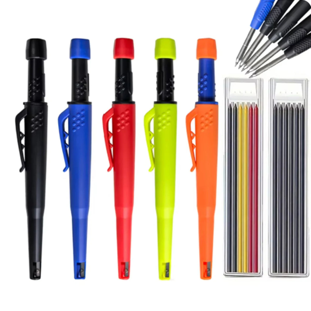 Carpenter Mechanical Pencil With Refills One-piece Design Pen Cap Built-in Sharpener Woodworking Construction Marking Tool Qme