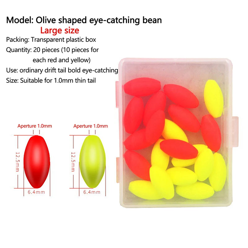 Float Tail Eye-catching Beans Fishing Drift Ball Moveable Buoyancy Qme Olive-shaped L