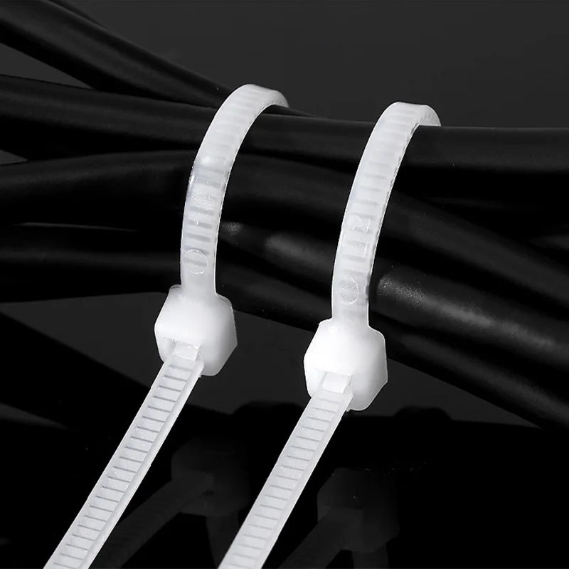 National Standard White PA66 Nylon Cable Ties 3x100 3x150 4x200 5x250mm Self Lock Wire Fastening Zip Tie Qme