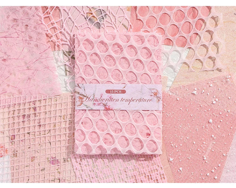 15 pcs Vintage Mixed Materials Lace paper Decor Scrapbook Materials DIY Photo Album Collage Journal Creative Stationery Supplies Qme F