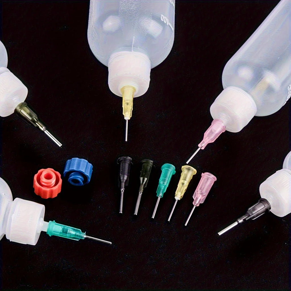 6 Pack 30ml Squeeze Dispensing Bottles With Mixed Blunt Needle Tips & Extra Sealing Caps For Glue Oil Paint Rosin Flux DIY Qme