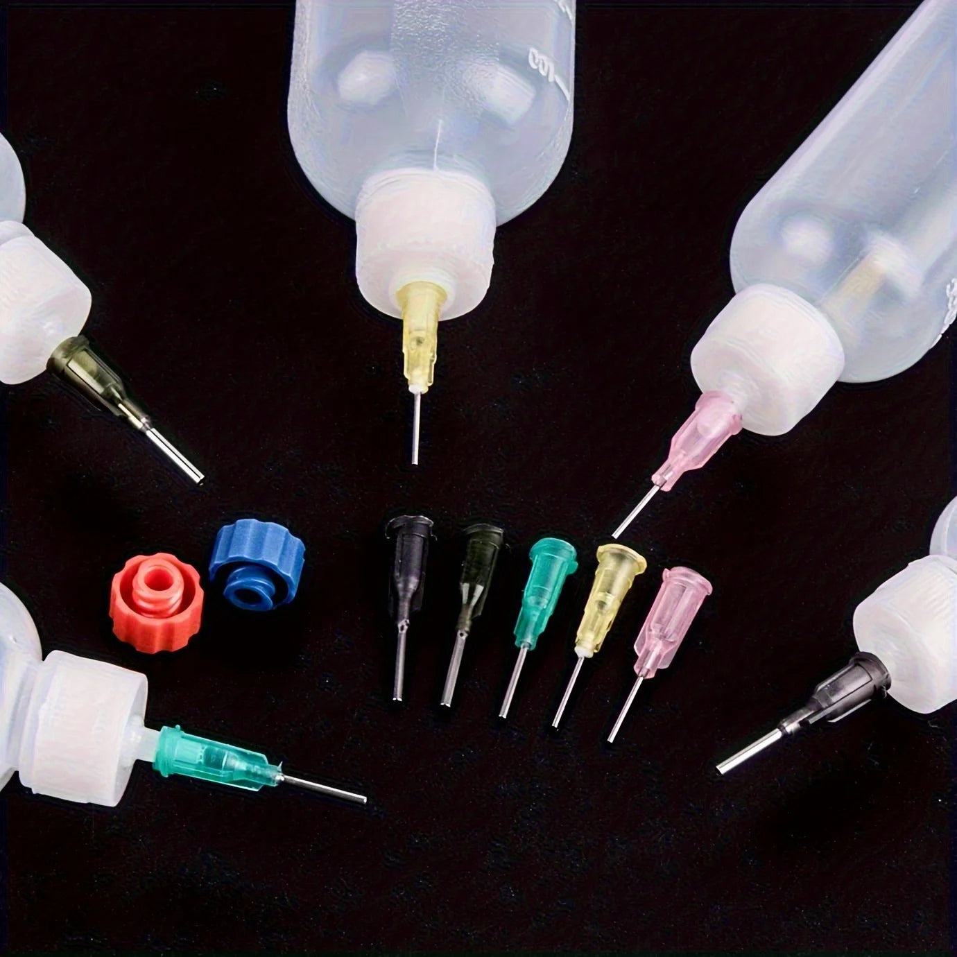 6 Pack 30ml Squeeze Dispensing Bottles With Mixed Blunt Needle Tips & Extra Sealing Caps For Glue Oil Paint Rosin Flux DIY Qme