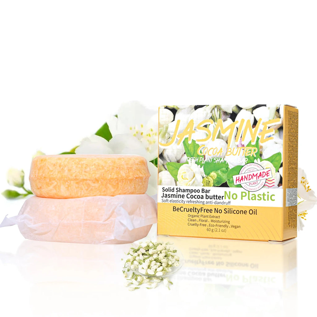 Jasmine Scented Handmade Shampoo Solid Stick Plant Essential Oil Soap Qme