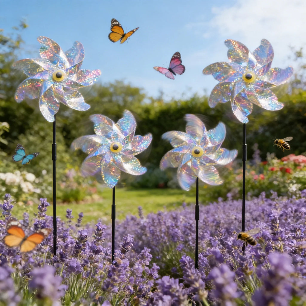 10pcs Windmill Bird Insect Repellent Orchand Garden Decorations Reflective Wind Spinner Outdoor Decor DIY Lawn Windmill Qme