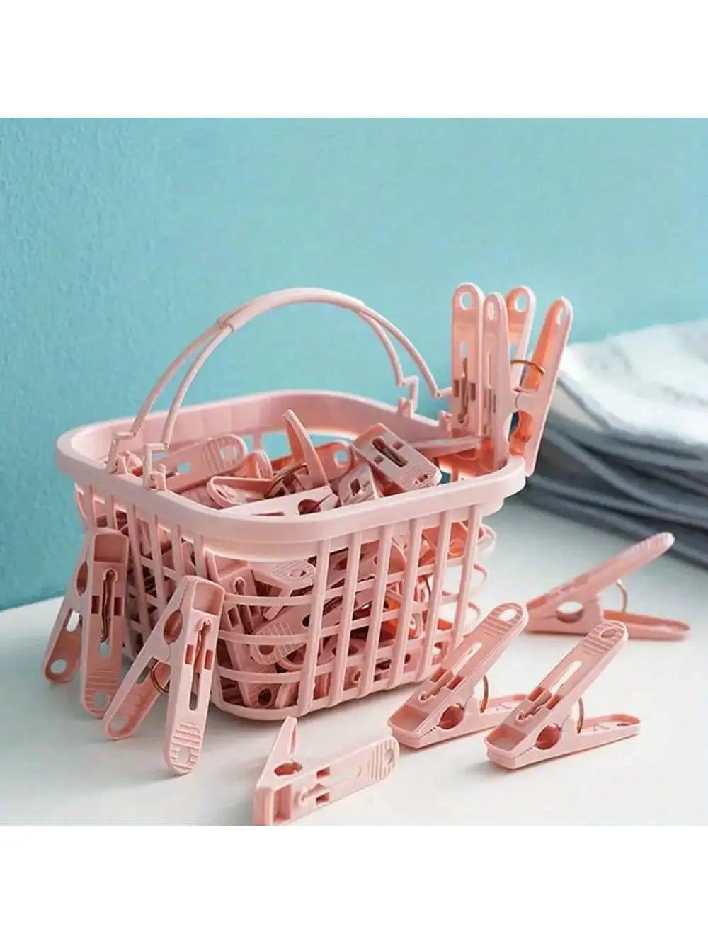 Plastic Clothes Pins Drying Clips Windproof Small Pegs Basket Storage Qme