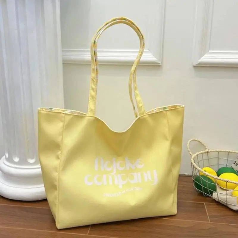 Cute Large Capacity Red Canvas Tote Bag Perfect For Commuting School Shopping Outings Qme A1