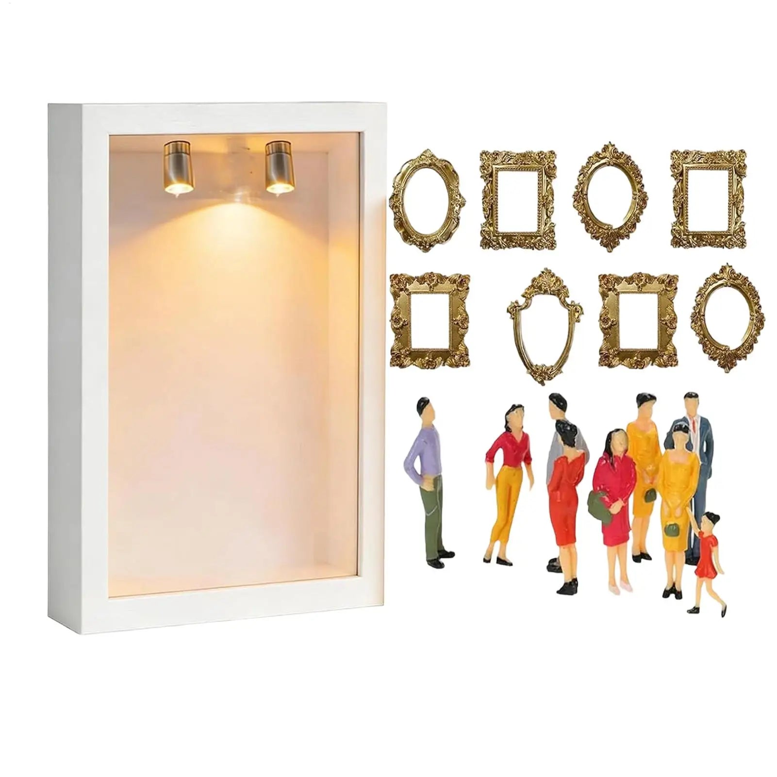 Mini Museum Display Wooden Miniature Miniature Museum with Figurines for Home Decor DIY Adults Craft Wall Library Room Birthday Qme