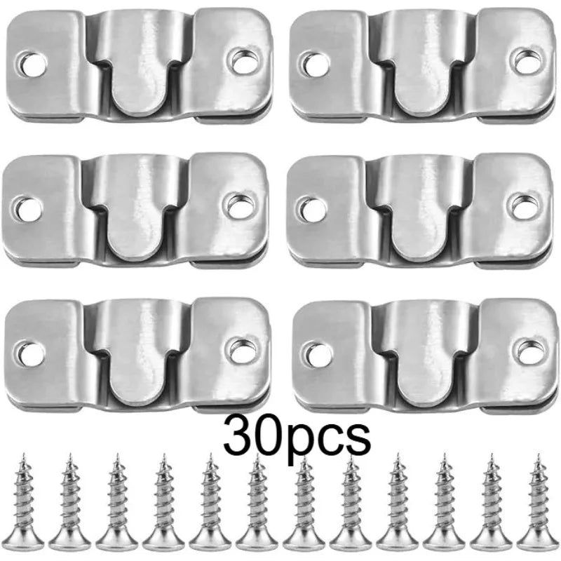 30pcs Heavy Duty Stainless Steel Flush Mount Brackets With Screws Interlocking Photo Frame Hangers And Wall Clips Qme small size-30pcs