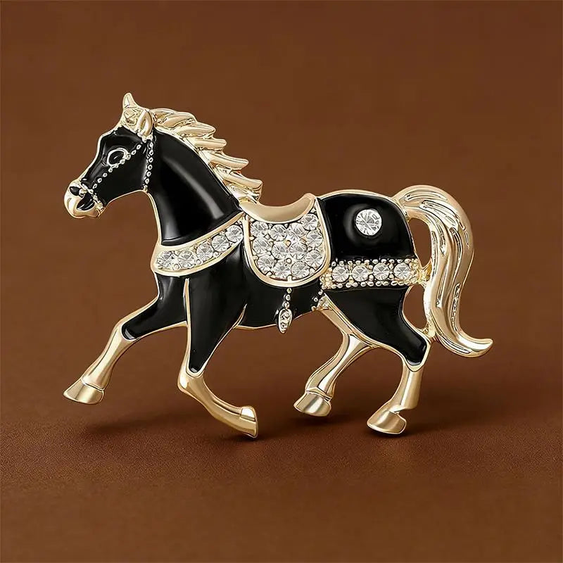 Luxury Horse Brooches For Women Unisex 4-color Elegant Enamel Animal Year Of The Horse Brooch Pins Gifts Qme A8