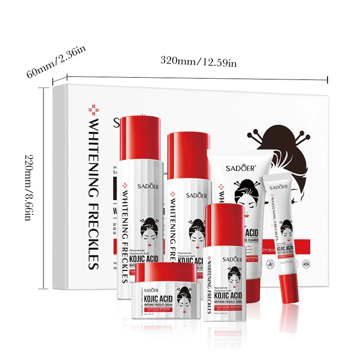 6-Piece Skincare Kojic Complete Whitening Moisturizing Spot Removing Qme