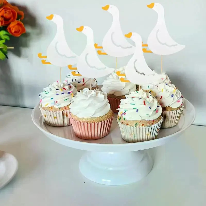 24pcs Silly Goose Cake Birthday Cakeate Insert Card Birthday Cakeateating Cupcake Toppers Kids Birthday Qme