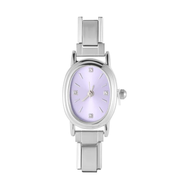 Fashion Women's Stainless Steel Square Flowers Watch Round Moon Sun