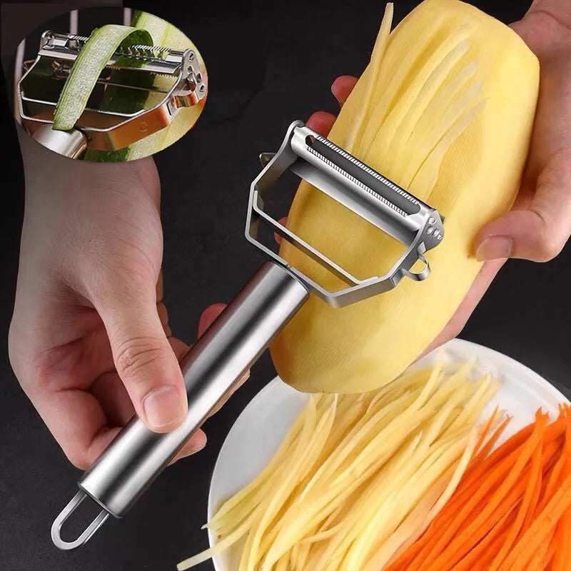 Kitchen Vegetable Peeler Stainless Steel Melon Planer Double-Head Peeler Household Multiple-Function Fruit And Vegetable Peeler Qme