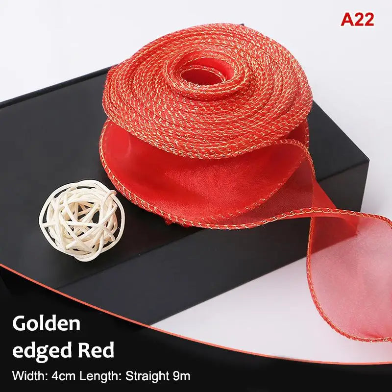 10Yards Organza Solid Ribbon Wavy Edge Flower Bouquet Gifts Packaging Qme A22