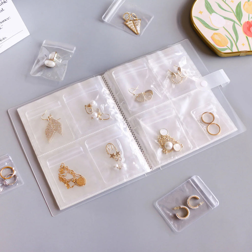 Jewelry Storage Albums Anti-oxidation Desktop Drawer Organizer BoxesTransparent Necklace Bracelet Ring Book Holder Jewelry Bag Qme
