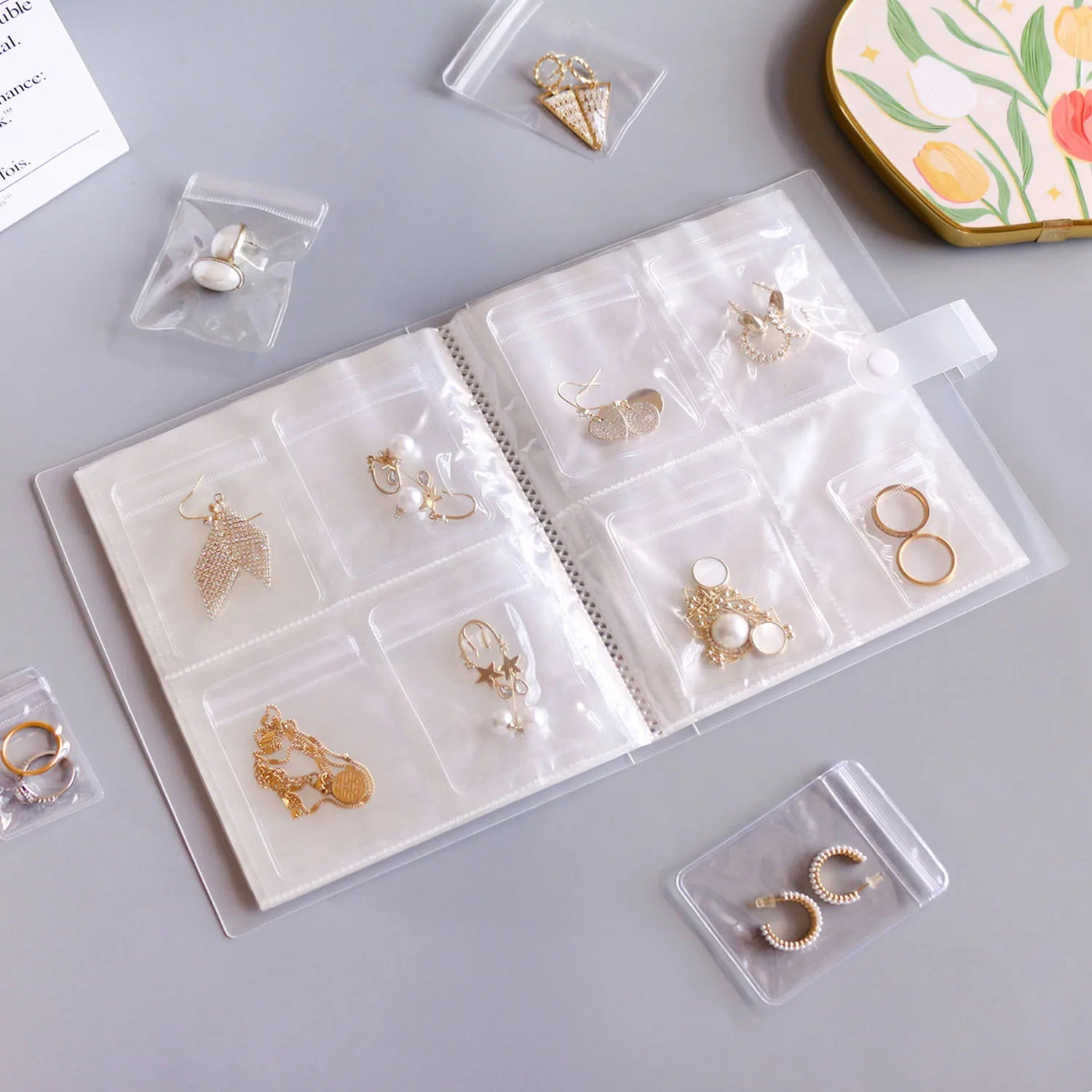 Jewelry Storage Albums Anti-oxidation Desktop Drawer Organizer BoxesTransparent Necklace Bracelet Ring Book Holder Jewelry Bag Qme
