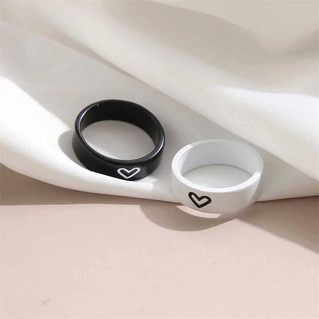 Couple Love Heart Matching Anniversary Couples Stuff Rings Ins Net Red For Women Men Valentines Day Aesthetic Jewelry Gift Set Qme