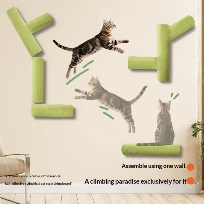 Self-adhesive Cats Scratching Post Wall Toy Climbing Ladder Qme