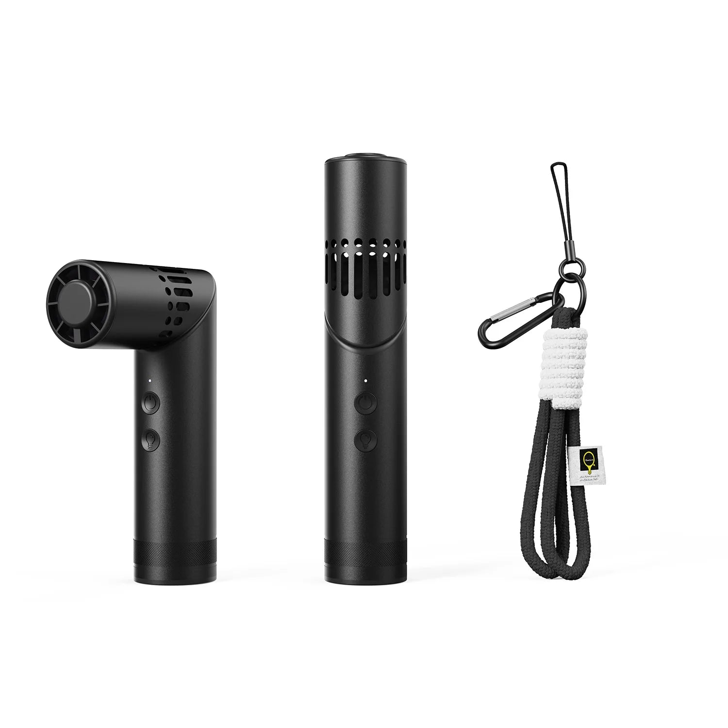 Metal Folding Handheld Fan LED Flashlight Strong Wind Speed USB Qme black