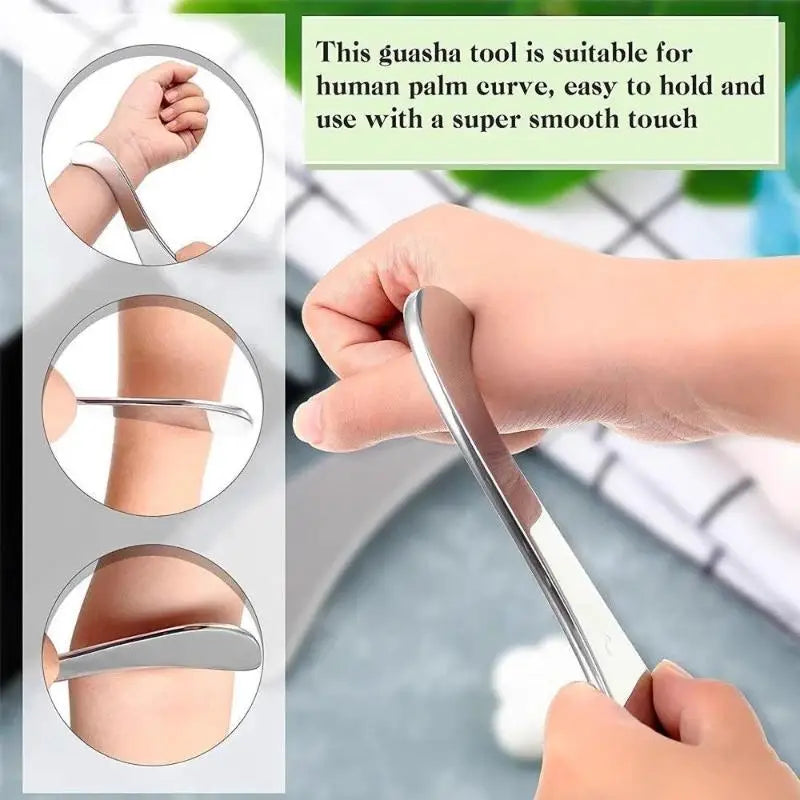 Stainless Steel Gua Sha Massage Tool Ergonomic Scraping Massager Post Qme