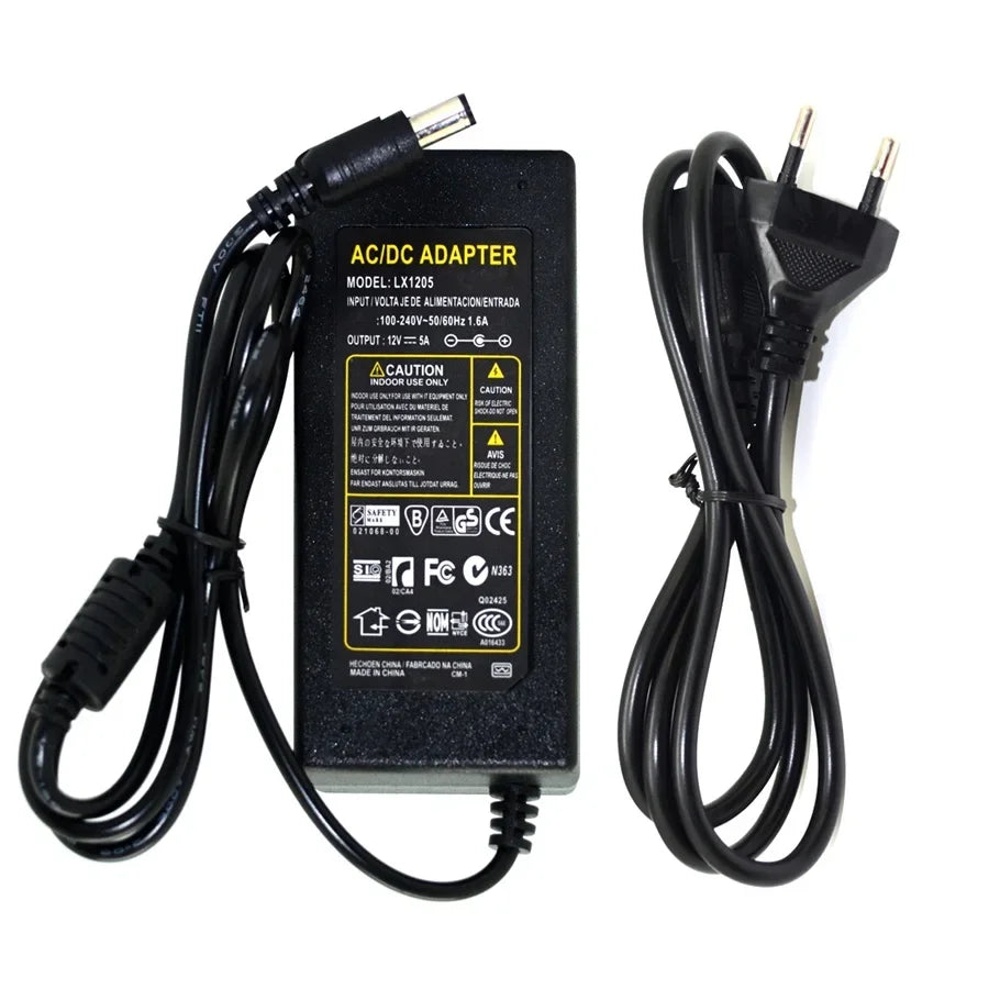 ESCAM DC 12V 5A 60W Power Adapter Transformer Switch AC100-240V to DC12V Power Supply for CCTV Camera Security System Qme
