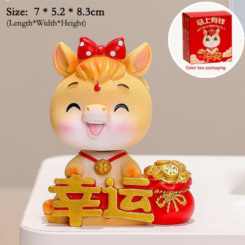 2026 Cute Year Of The Horse Ornament Lucky New Year Horse Toy DIY Desktop Decoration Car Ornament Pony Decor New Year Gift Qme A33