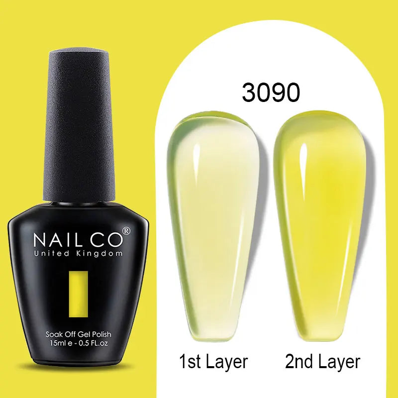 NAILCO Rubber Base Gel Polish Milky Pink Jelly White Beige 6Colors