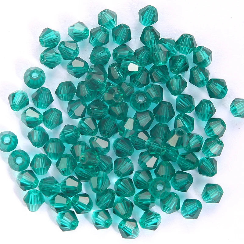 100Pcs 4MM Glass Beads Bicone Shaped Beads Faceted Crystal Beads for Jewelry Making Bracelet Necklace Earrings DIY Beading Qme 29 4MM-100PCS