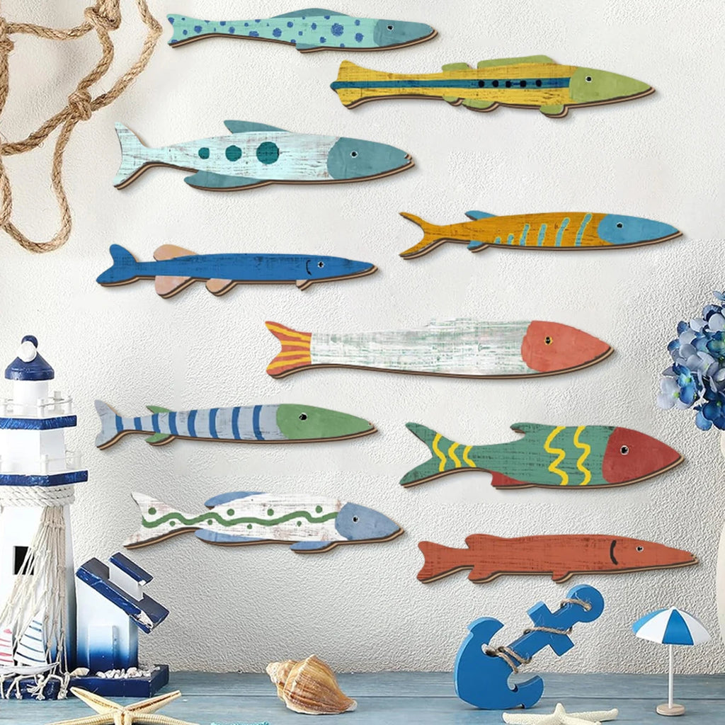 Colorful Hand - Painted Wooden Fish Wall Decorations: Add a Splash of Ocean Charm to Your Space Qme L