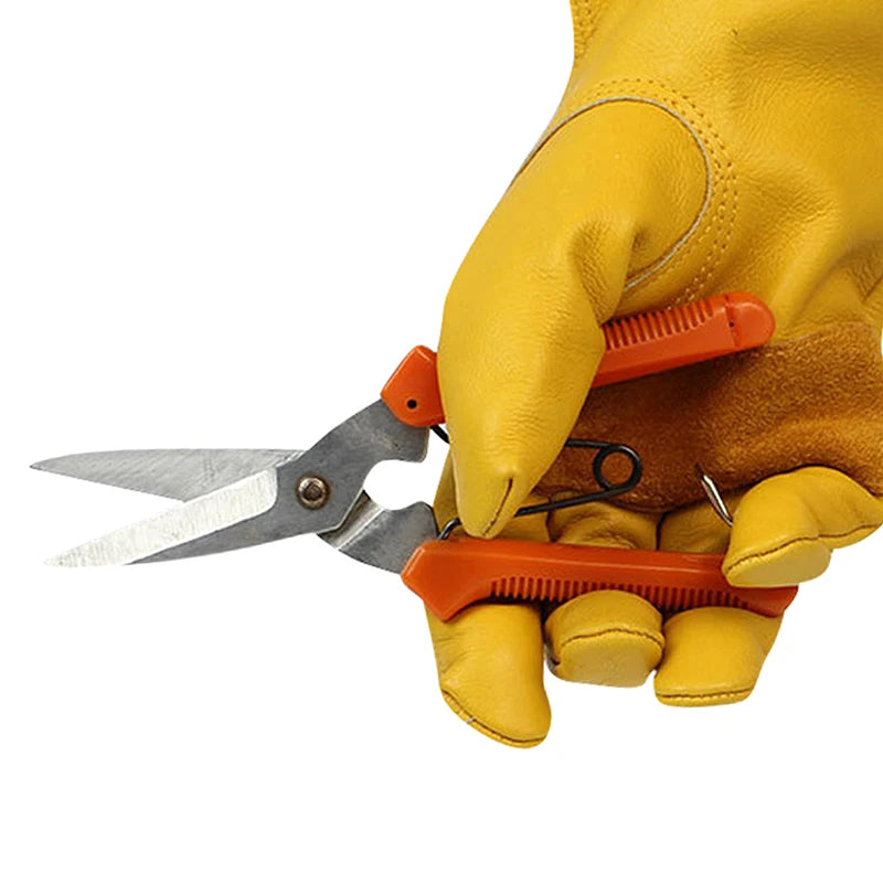 Yellow Cowhide Safety Gloves Heavy Duty Stretchable Welding Driving Qme