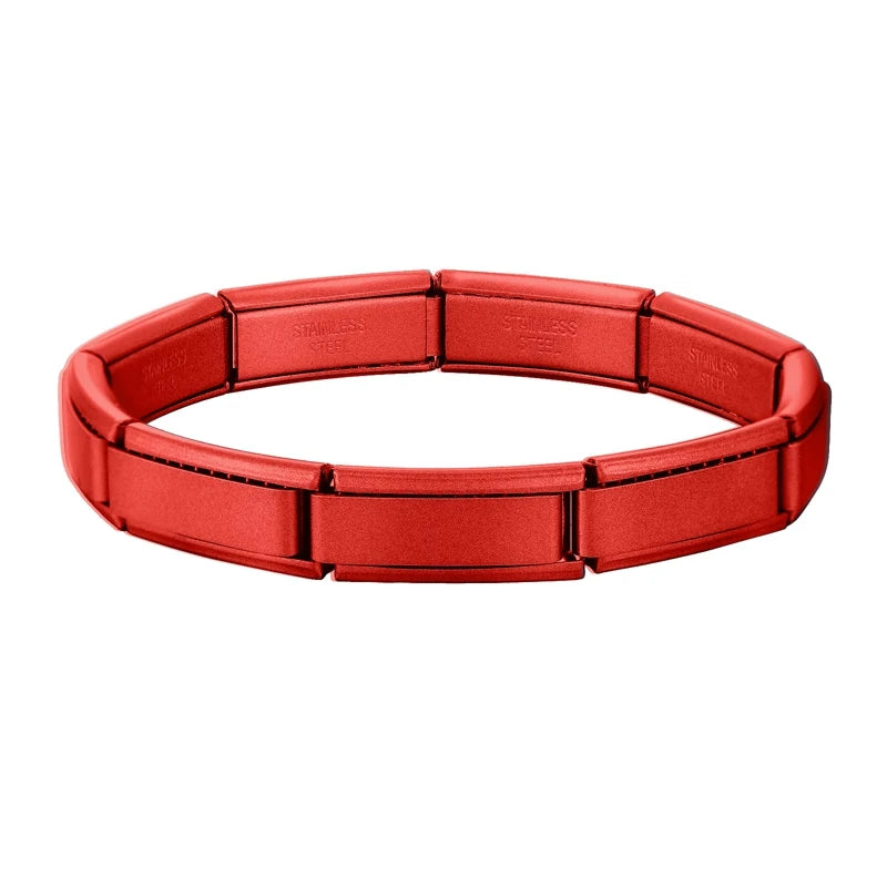 Premium Italian Charm Stainless Steel Bracelets For Women Men 20mm*9mm Width Elastic DIY Modular Bracelet Jewelry Gift Wholesale Qme Style 9