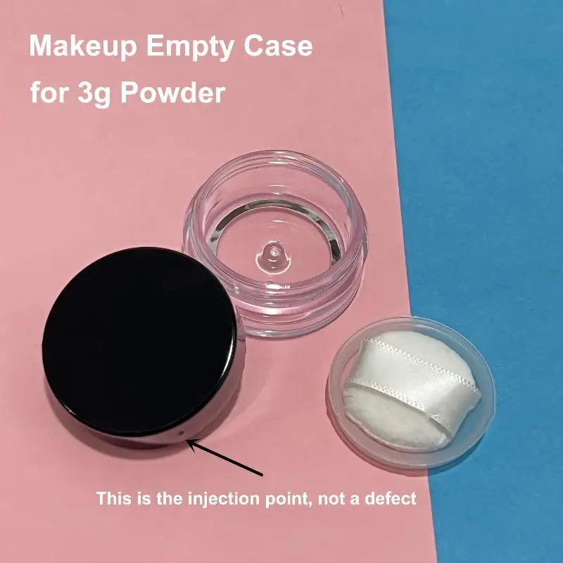 Plastic Empty Loose Powder Jar Makeup Puff Box Sifter Container Qme