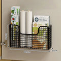 Door Storage Box Iron Rack Wall-mounted Cabinet Plastic Wrap Bathroom Qme Black
