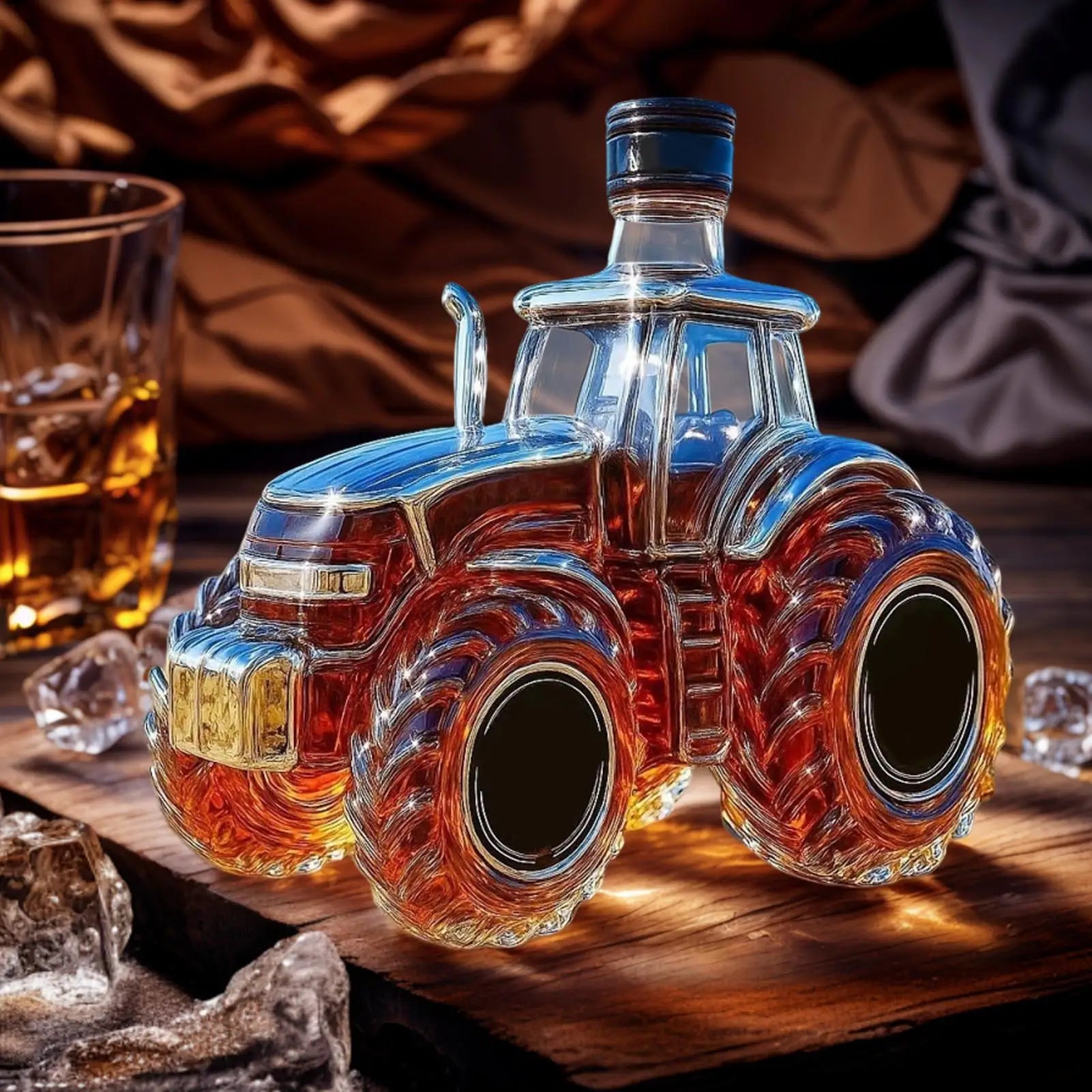 Liquor Decanter Tractor Design Drink Container Glass Whiskey Bottle Qme