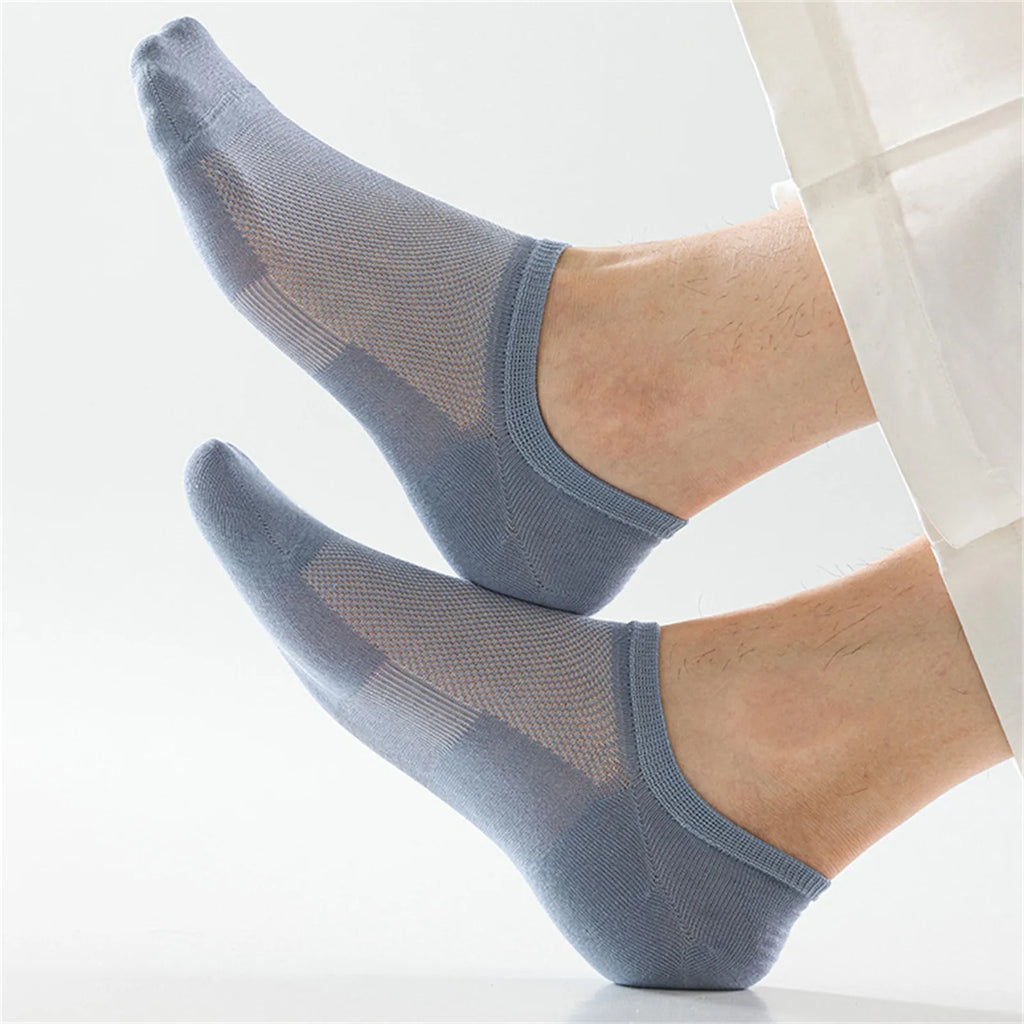 Men's Thin Mesh Boat Socks Non-slip Cotton sweat-absorbent and Odor-resistant Casual Low Cut Socke Sports Breathable Socks Qme