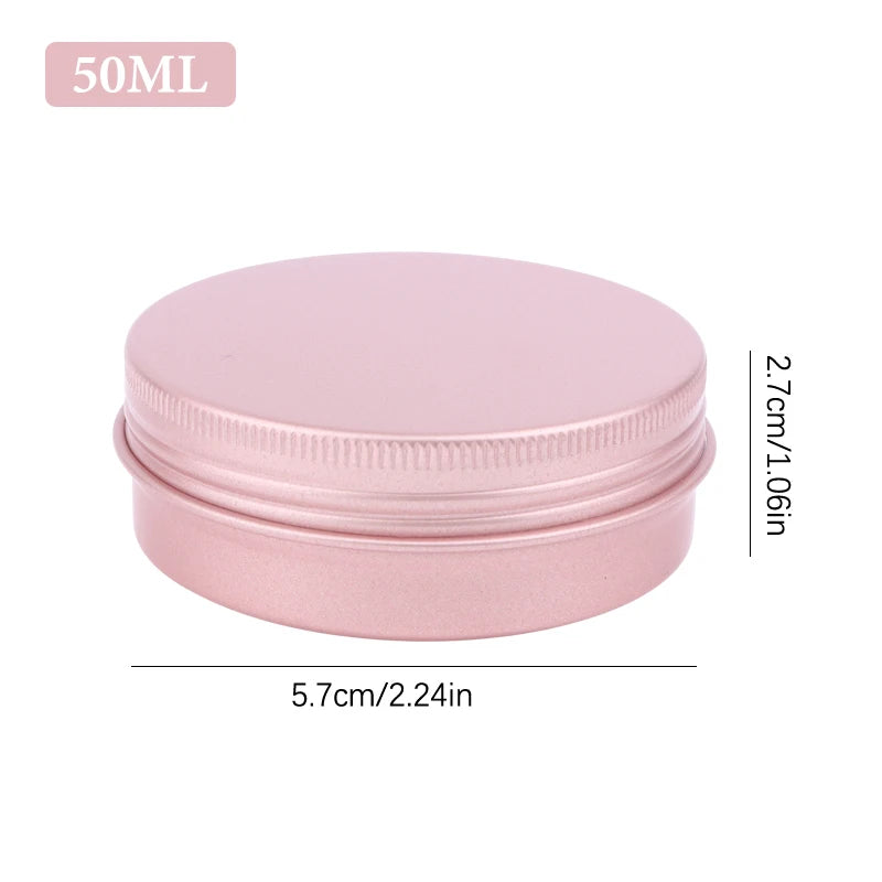5 Refillable Cream Jars Tin Containers Screw-top Lids Lip Balm Nail Qme 50ml