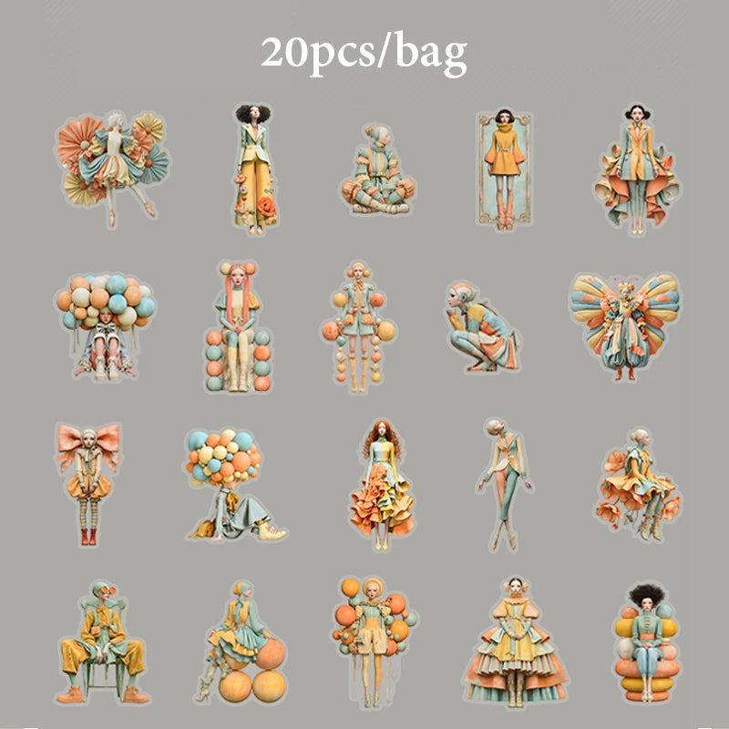 European Artist Character Sticker Pack, Fantasy Collage Supplies for Junk Journaling, DIY Crafts, Stationery Decoration Qme A