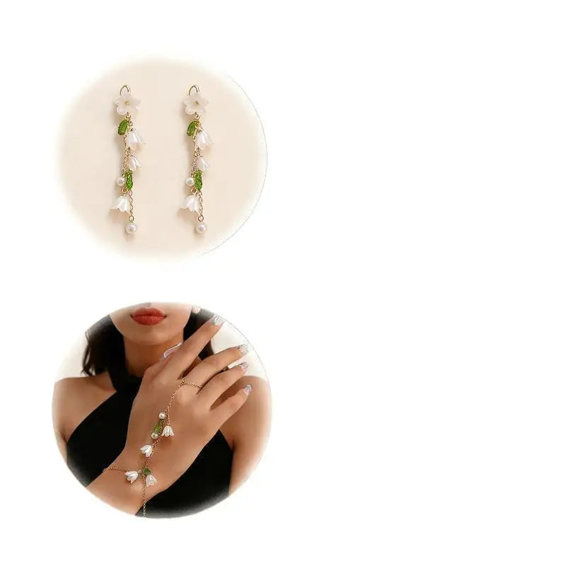 2026 Waterproof Women's Fashion Jewelry Set Durable Ear Cuffs Bracelets Long Earrings for Outdoor Activities Qme