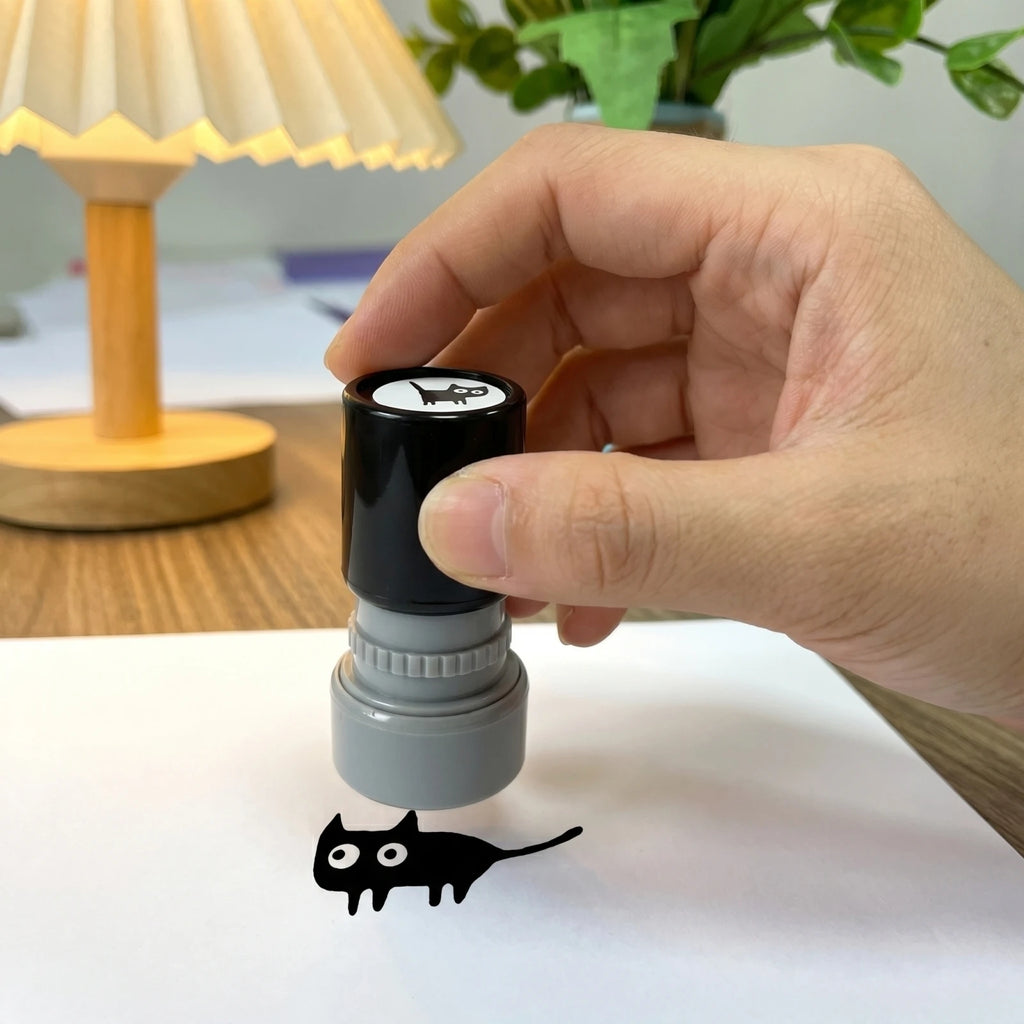 Cute Black Cat Pattern Self-Inking Stamp for Journaling Scrapbooking Planner Card Making Kids Art Projects DIY Decor Stationery Qme