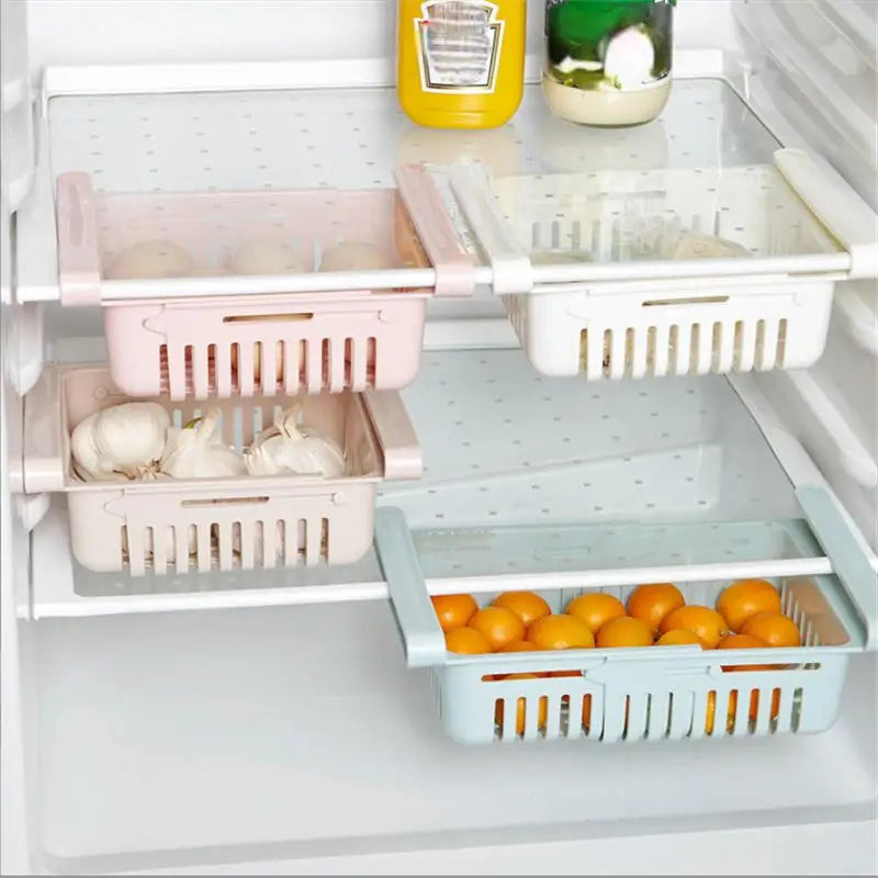 1Pc Refrigerator Storage Basket Flexible Expandable Fridge Organizer Drawer Storage Rack Storage Fresh Box Freezer Box Storage Qme