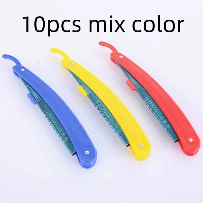 1/3/5/10pcs Professional Manual eyebrow trimmers Folding Hair Remover Stainless Steel Razor Eyebrows hair replaceable blades Qme 10pcs mix color