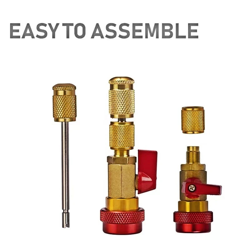 1 Set Car Air Conditioning Valve Quick Core Remover Installer Low/High Pressure Refrigerant Adapter Valve Core Remover Tool Qme
