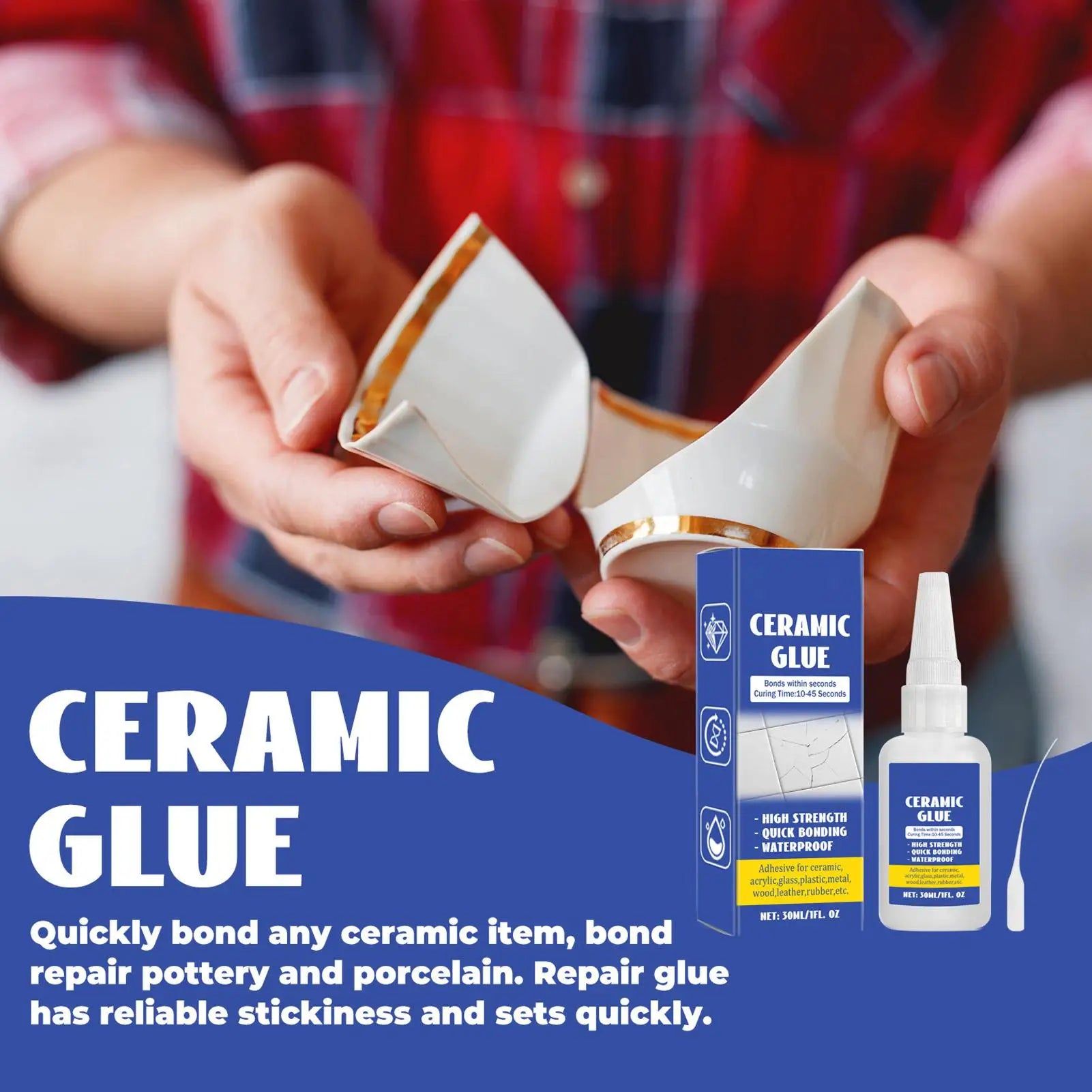 Ceramic Repair Glue Ceramic Sealant Pottery Glue Waterproof 30ml Glass Glue DIY Crafts Strong Adhesive Clear Glue for Pottery Qme