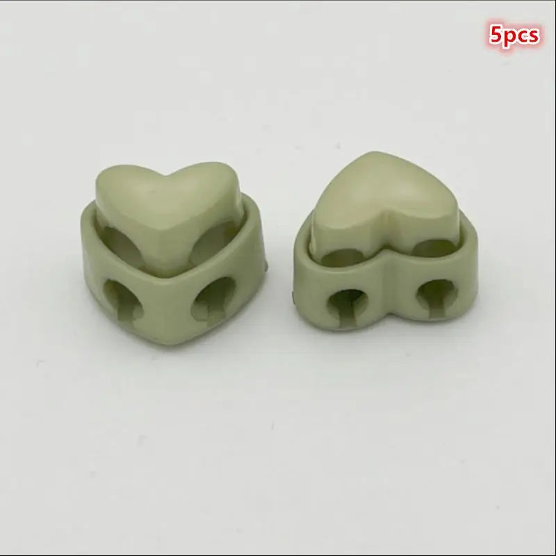 5pcs Colorful Garment Stoppers Heart-Shaped Plastic Cord Locks Double Hole Spring Toggle Anti-slip Stoppers Garment Accessories Qme autumn green