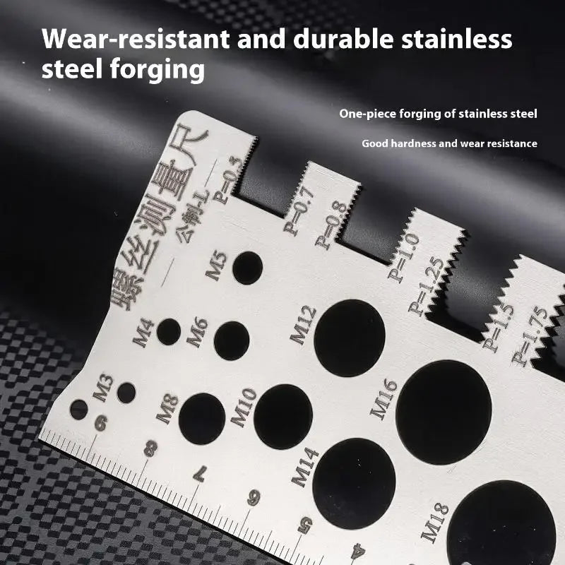 Screw Thread Pitch Gauge Ruler Measuring Tool Bolt Nut Metric Qme