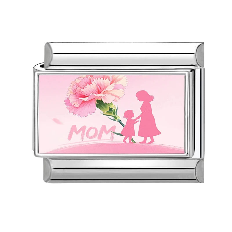 Love Mom Series Cute Child Star Flower Italian Charm Links Fit