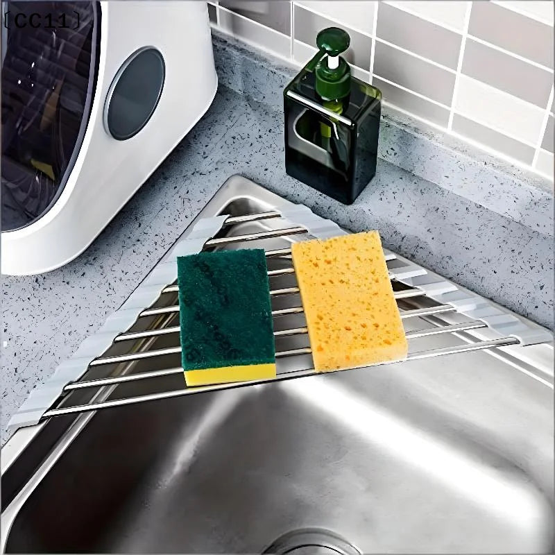 Roll Up Triangle Dish Drying Rack Kitchen Sink Organizer Corner Over Qme